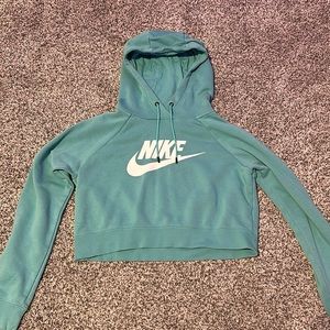 Nike, small, teal, cropped hoodie